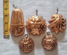 Lot 5 Vintage Copper Individual Jelly Jello Different Shapes 2