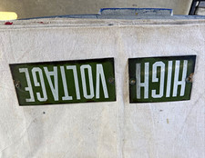 High Voltage Industrial Green/White Painted Metal Signs Set of 2 Wall Hanging picture