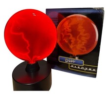 Vtg New LumiSource Electra Plasma Art Lamp Red Glass Disc 6.5” Swirl Y2K Rare picture