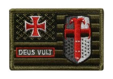 Deus Vult USA Flag Templar Knight in God Patch [Hook Fastener -MD2] picture