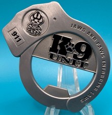 Police K-9 unit 9-11 Jaws and Paws Enforcing Laws Officer VHTF Challenge Coin picture