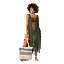 SLEEVELESS MID-LENGTH MID-LENGTH COTTON SUMMER BEACH DRESS picture