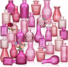 32 PCS Vintage Colorful Glass Bud Vases for Weddings & Home Decor picture