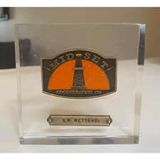 Vtg Midway Sunset Oil Field Desk Paperweight Advertising Texaco Kern County CA picture