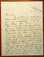 Lt-Gen Sir Edmond Elles (1848-1934) Signed Letter RE: Tank Commander Hugh Ellis picture