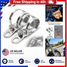 Universal Motorcycle Turn Signal Brackets White Front Fork Mount Pair 30-45mm picture