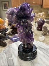 Dream AMETHYST flower rose carving with stand picture