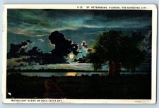 1938 Moonlight Scene Boca Ceiga Bay Dared Evil Airplane Skydiver # 2 Postcard picture