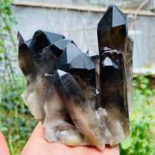 3.49lb Large Beautiful Smoky Black Quartz Crystal Cluster Rough Specimen picture