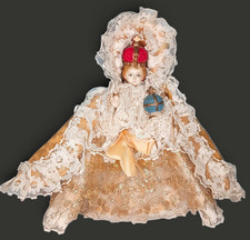 Vintage Catholic Infant Of Prague Statue 7.5” Vestments Hard Plastic Hong Kong picture