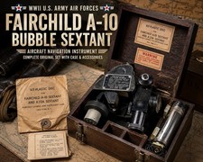 WWII Fairchild A-10 Aircraft Bubble Sextant Complete in Case USAF US Army Air picture