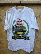 Ayrton Senna Formula 1 T Shirt Memorial Vintage 90s Single Stitch Size L White picture