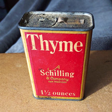 Schilling & Company Thyme Advertising Tin 1 1/2 oz Vintage Red Gold picture