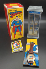 Vintage 1993 Fossil Superman Collector’s Leather Watch DC Comics w/ Box Tin COA picture