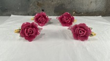 4 Vintage Royal Albert Old Country Roses Sculpted Napkin Rings 1962 VGC picture