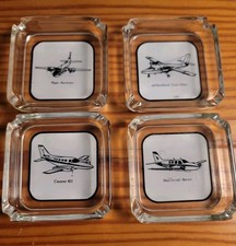 Vintage Piper Cessna deHavilland Beachcraft Airplane Ashtray Advertising Set/4  picture