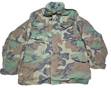 Vtg 87 US Army Woodland Camo M65 Field Jacket Cold Weather Coat SL USA  picture