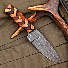 CUSTOM HAND MADE HUNTING KNIFE HAND FORGED DAMASCUS STEEL BLADE  2972 picture