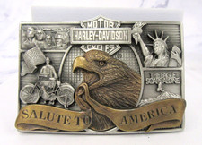1985 Harley-Davidson Ltd. Ed. Salute to America Pewter Belt Buckle  #707/3000 picture