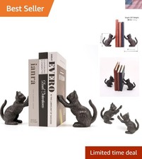 Vintage-Inspired Cat Bookends - Durable Cast Iron for Elegant Shelf Style picture