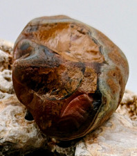 Lake Superior Agate- Rough- Blue Skin w/ Limonite- Orange & Red Abound ( 1.87oz) picture