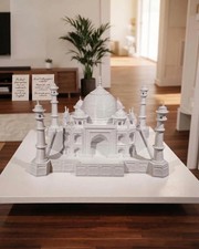Hand-Finished Taj Mahal Model, White Marble Texture Landmark Sculpture, Home De picture