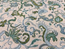 Clarence House Ornamental Linen Print Fabric- Ajmir / Vert 7.75 yds 5838601 picture