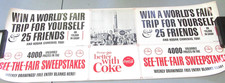 1964 1965 New York World's Fair Coca-Cola Sweepstakes Paper Banner Vtg Rare NOS picture