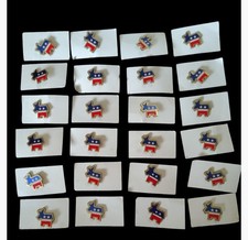 30 Vintage Democratic Donkey Lapel Pins Gold Tone Red White Blue Enamel NOS picture