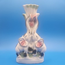 Vtg  Elephant Vase  Porcelain Love Trunk Up  picture