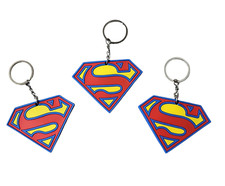 Superman Symbol Soft Touch Set of 3 Rubber PVC Keychains picture