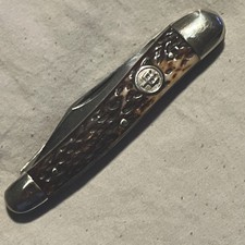 Ed. Wusthof German Pocket Knife 1930-50s Stag Scales Great Snap No Cracks picture