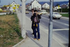 c1970's Ektachrome 35mm Slide Dielheim Germany Opel Kadett Gas Station Person picture