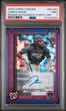2025 TOPPS CHROME ROOKIE AUTOS PURPLE REFRACTOR #RAJWO JAMES WOOD 180/250 PSA 9 picture