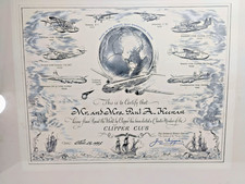 Vintage 1955 Pan Am Clipper Club Round the World Certificate Framed Juan Trippe picture