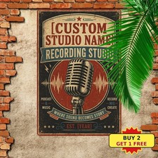Personalized Recording Studio Sound Room Music Podcast Custom Metal Sign 8x12 picture