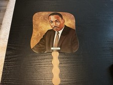 Vtg MLK Dr Martin Luther King Jr Memorial Funeral Hand Fan SUNY Old Westbury. picture