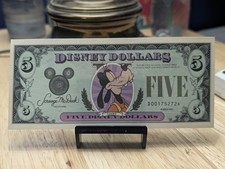 1987 Uncirculated Goofy 5$ Bill... Disney Dollars... Perfect Condition picture