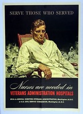 Authentic 1945 WWII Poster Serve Those Who Served Nurse VA Hospital picture