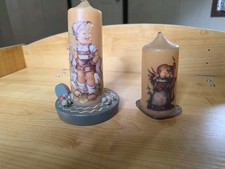 Vtg M.I. Hummel Candles Set Hand Dipped W Germany ANRI Italy Wood Holder Birds picture