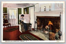 New England Homestead Fireside Postcard picture