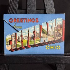 Vintage Greetings from Cleveland Ohio Large Letter Souvenir Postcard Folder Teic picture