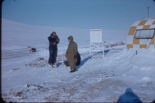 Men Outside Arctic Camp 1950s Kodachrome Original 35mm Film Slide picture