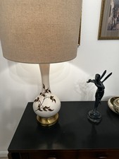 MCM Lamp With Relief Leaves On A Cream Color Lamp picture