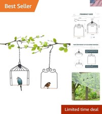 2PK Metal Frame and Perches with Wooden Dowel Black Bird Swing Outdoor Bird P... picture