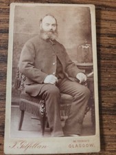 Vtg. 1870's CDV of Gentleman T. Gilfillan Studio Glasgow Scotland Photo Card picture