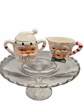 Vtg Lefton Mr & Mrs Claus sugar & Creamer set picture