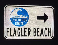 FLAGLER BEACH Tsunami Evacuation Route road sign, 18