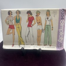 Vintage Misses SIMPLICITY SEWING PATTERN 6354 Halter Top Pants Short Sz 8 Uncut picture