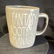 Fantasy Football Manager 12 oz Gray/White Ceramic Coffee Mug Printed Text Handle picture